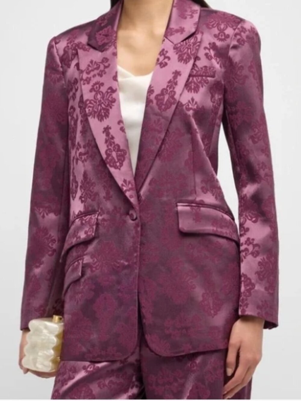 Cinq à Sept Faye Baroque Print Blazer Dark Fig Size 4 NWT